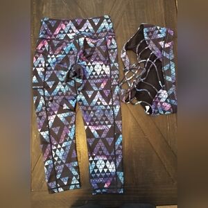 Constantly Varied Gear Geometric Leggings and Sports Bra Set - Blue and Purple